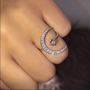 White Star Moon Ring